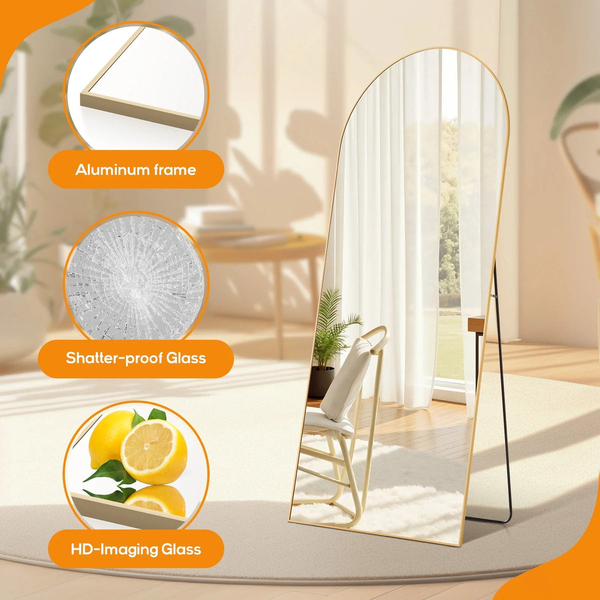 Arched Full Length Mirror with Stand