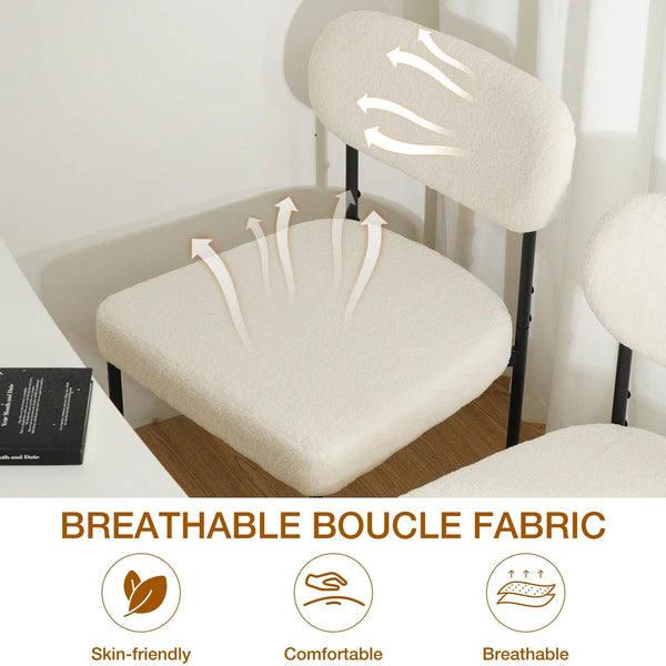 Boucle Dining Chairs Set of 4 Modern Upholstered Kitchen Dining Room Chairs