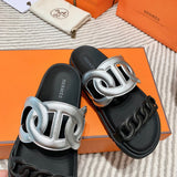 Hermès Beige Ankle Strap Sandals - Lifestyle Styling Shot