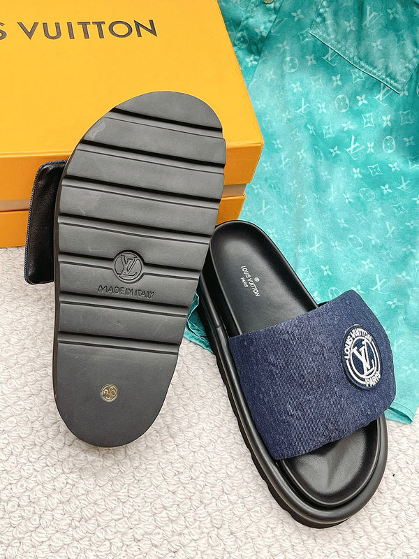 Louis Vuitton Beige Slip-On Sneakers - Heel Detail View