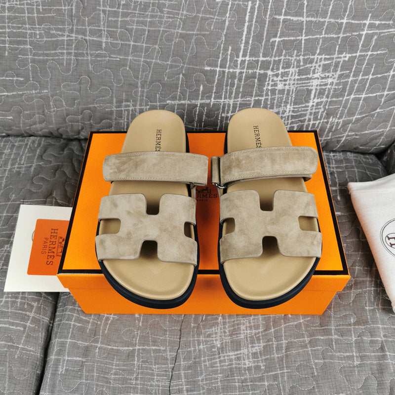 Hermès Chocolate Brown Block Heel Sandals - Lifestyle Styling Shot