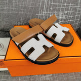 Hermès Burgundy Crisscross Strap Sandals - Full Silhouette View