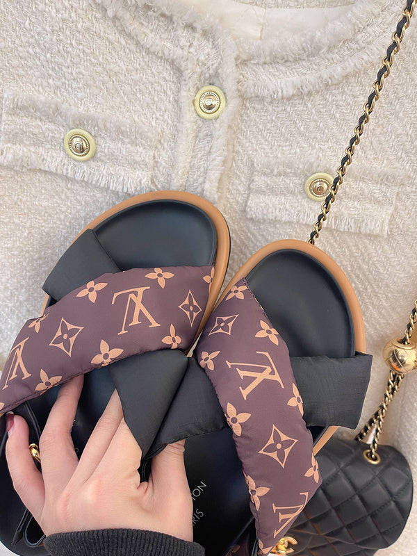 Louis Vuitton Beige Block Heel Pumps - Full Silhouette View