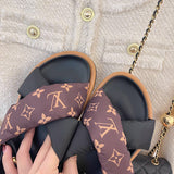 Louis Vuitton Beige Block Heel Pumps - Full Silhouette View