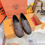 Louis Vuitton Beige Loafer Flats - Side Profile View