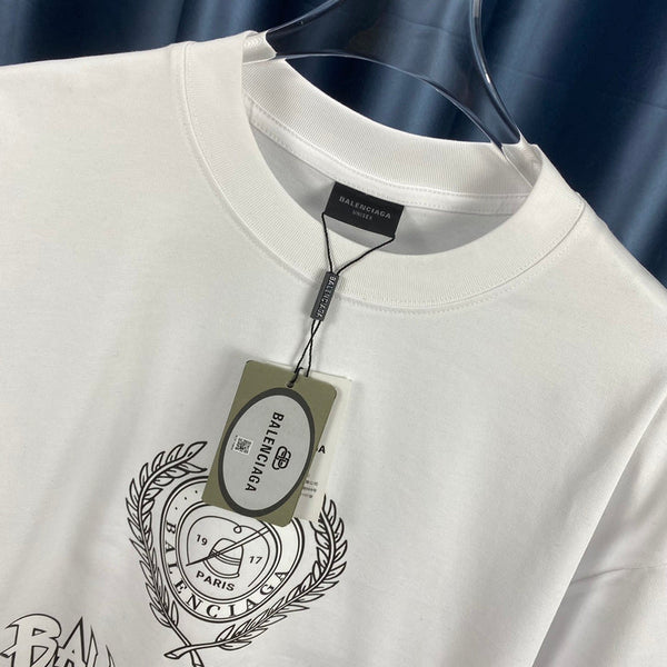 Close-up of Balenciaga t-shirt craftsmanship