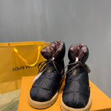 Louis Vuitton Beige Combat Boots - Angled View