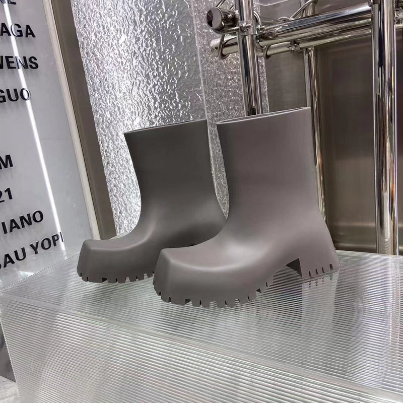 Balenciaga Burgundy Knee-High Boots - Side Profile View