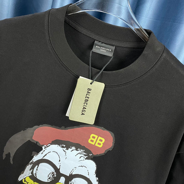 Close-up of Balenciaga t-shirt craftsmanship