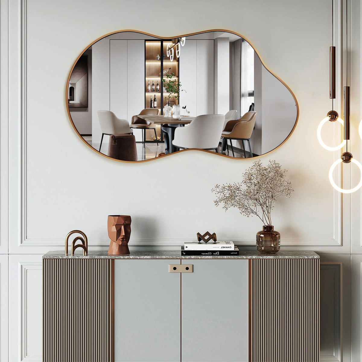 Irregular Wall Mirror 46"X26" Cloud Shaped Mirrors for Bathroom