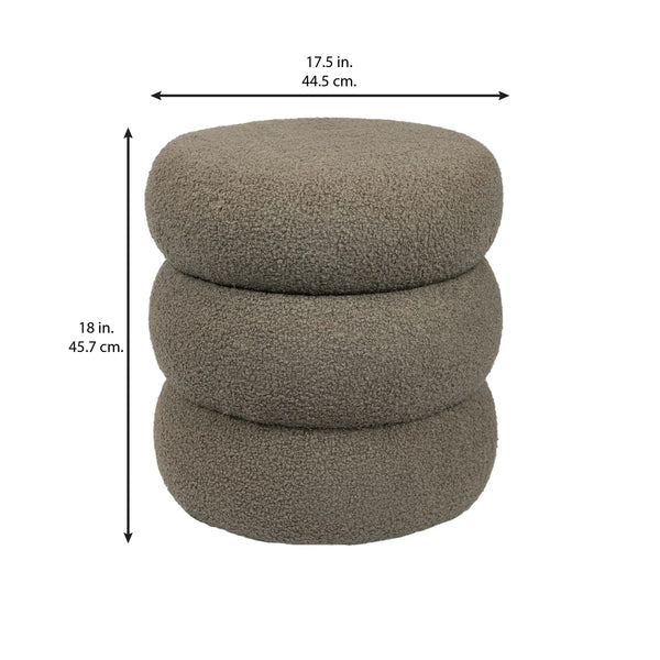 Boucle Cloud Storage Ottoman, Taupe