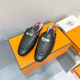 Hermès White Slide Sandals - Full Silhouette View