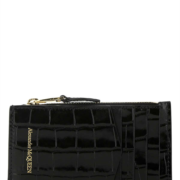 Alexander McQueen Wallets? Alexander Mcqueen Men Black Leather Card Holder Compact Luxury Card Wallet