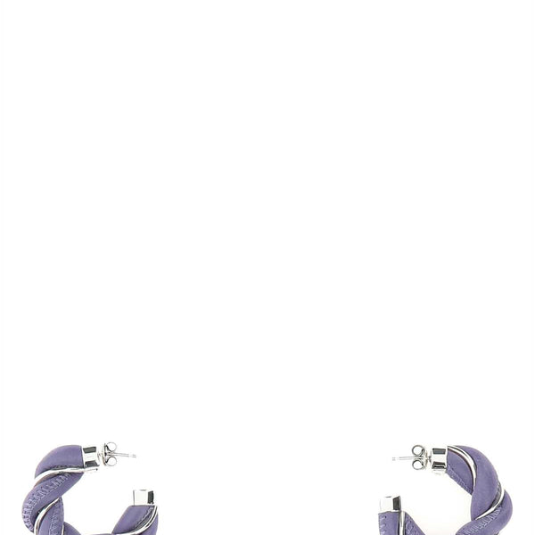 Bottega Veneta Jewellery? Bottega Veneta Women Lilac Nappa Leather And 925 Silver Earrings Luxury Designer Statement Jewellery