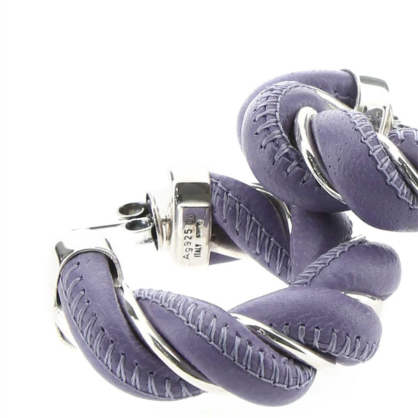 Bottega Veneta Jewellery? Bottega Veneta Women Lilac Nappa Leather And 925 Silver Earrings Luxury Designer Statement Jewellery