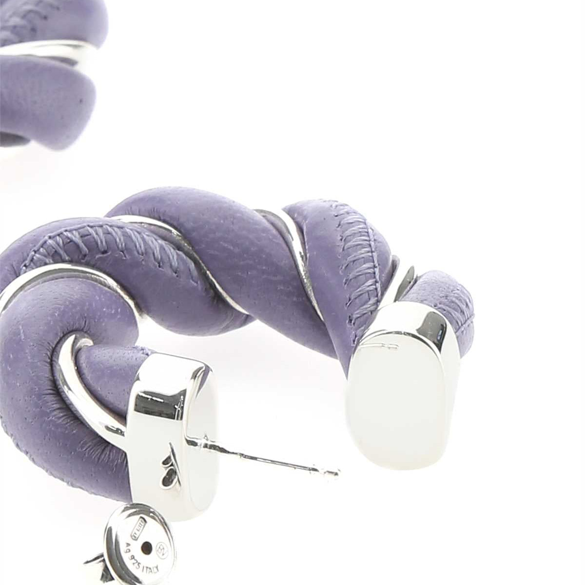 Bottega Veneta Jewellery? Bottega Veneta Women Lilac Nappa Leather And 925 Silver Earrings Luxury Designer Statement Jewellery