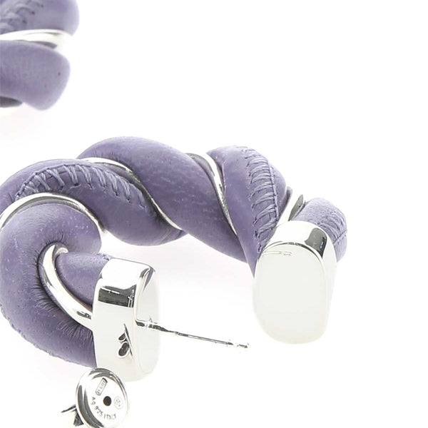 Bottega Veneta Jewellery? Bottega Veneta Women Lilac Nappa Leather And 925 Silver Earrings Luxury Designer Statement Jewellery