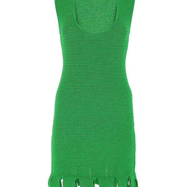 Bottega Veneta Dresses? Bottega Veneta Women Grass Green Stretch Cotton Blend Mini Dress Elegant Designer Evening Dress
