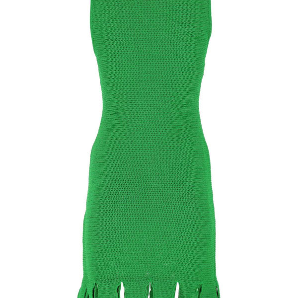 Bottega Veneta Dresses? Bottega Veneta Women Grass Green Stretch Cotton Blend Mini Dress Elegant Designer Evening Dress