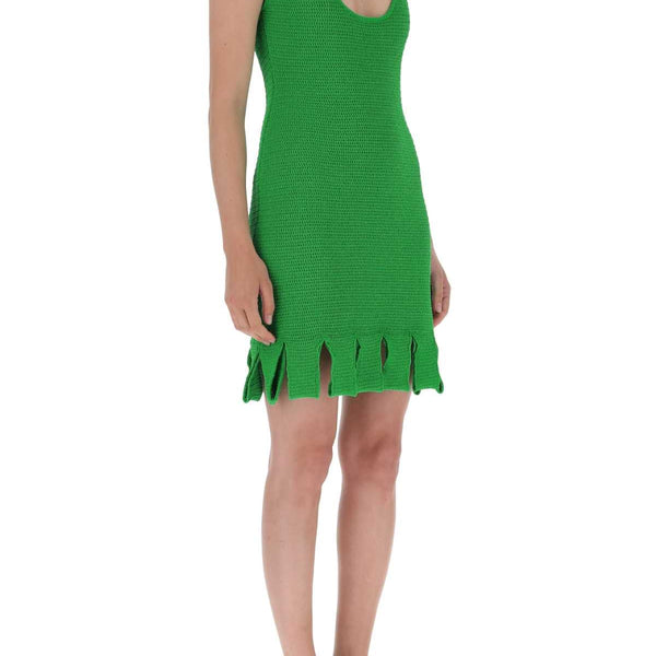 Bottega Veneta Dresses? Bottega Veneta Women Grass Green Stretch Cotton Blend Mini Dress Elegant Designer Evening Dress