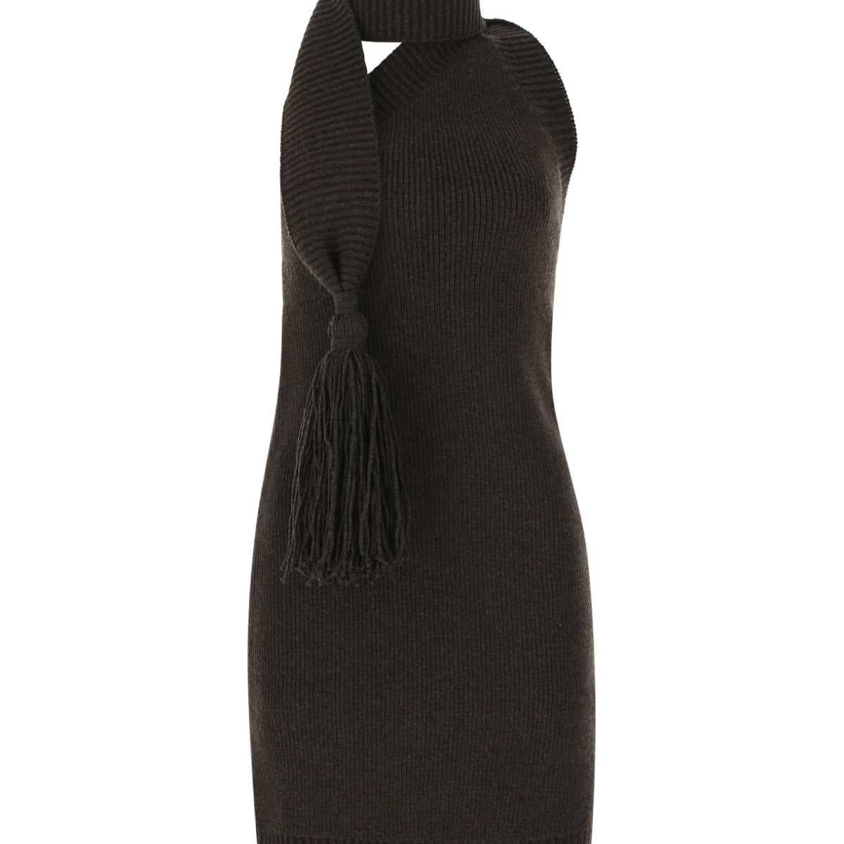 Bottega Veneta Dresses? Bottega Veneta Women Dark Brown Wool Mini Dress Elegant Designer Evening Dress