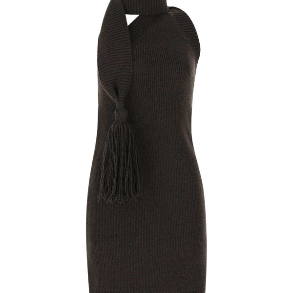 Bottega Veneta Dresses? Bottega Veneta Women Dark Brown Wool Mini Dress Elegant Designer Evening Dress