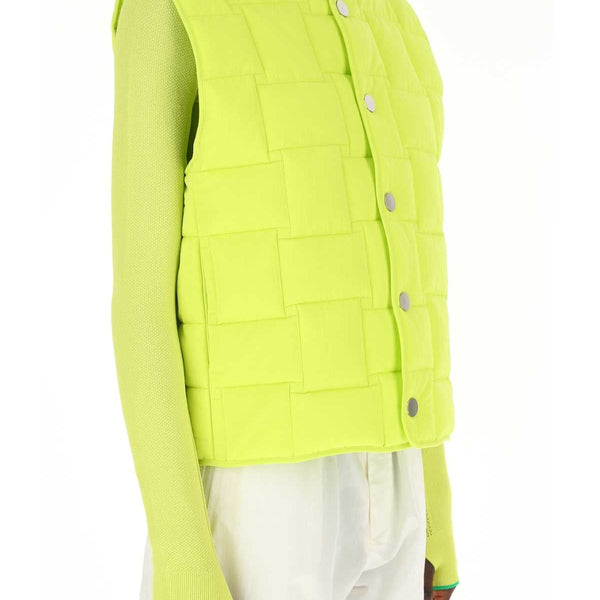 Bottega Veneta Vests? Bottega Veneta Women Acid Green Nylon Padded Vest Premium Designer Layering Vest