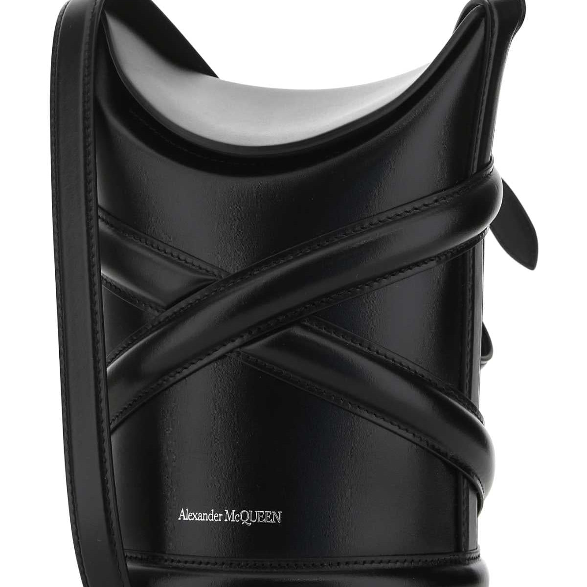 Alexander McQueen Bags? Alexander Mcqueen Women Black Leather The Curve Bucket Bag Luxury Designer Leather Handbag