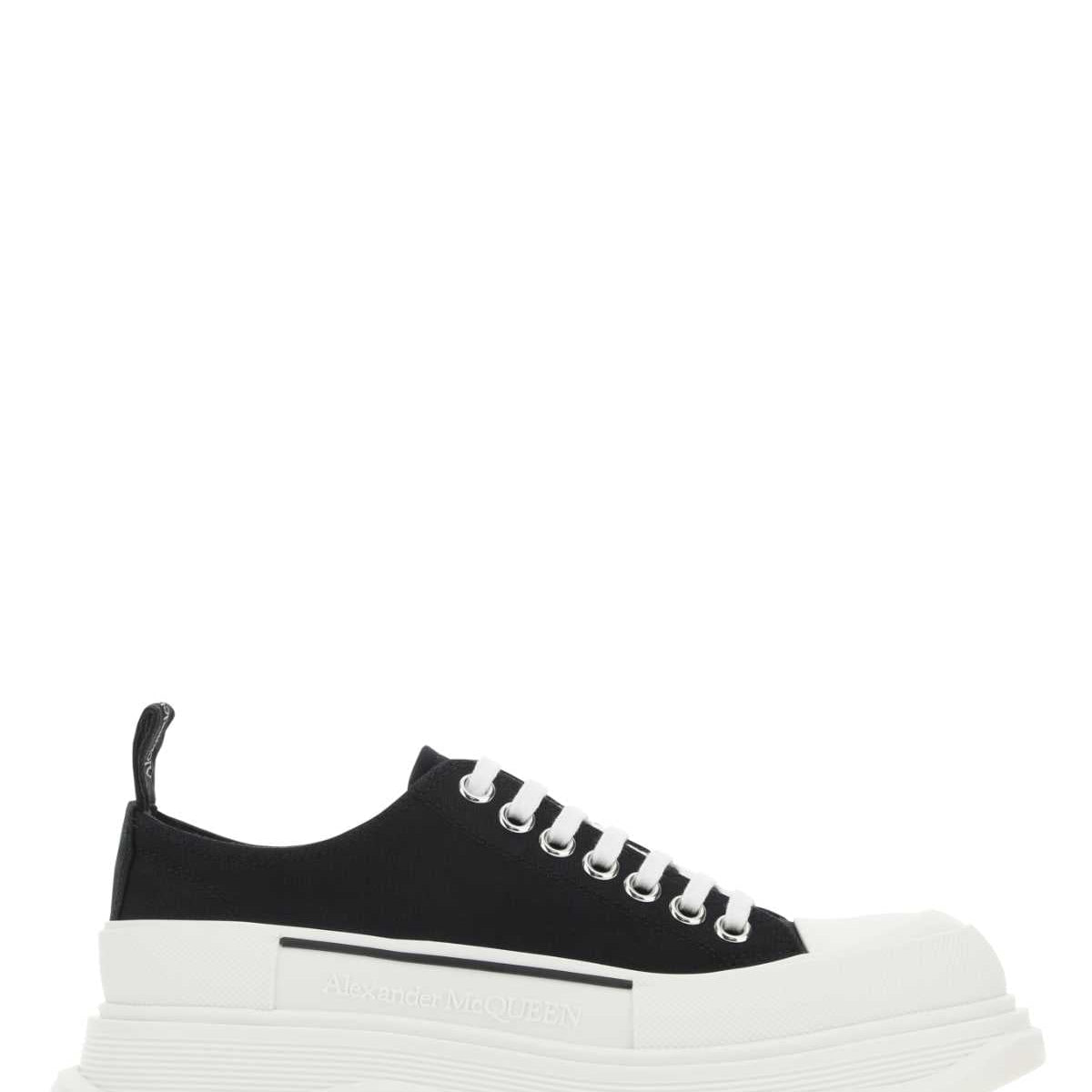 Alexander McQueen Shoes? Alexander Mcqueen Women Black Canvas Tread Slick Sneakers Luxury Lifestyle Designer Footwear