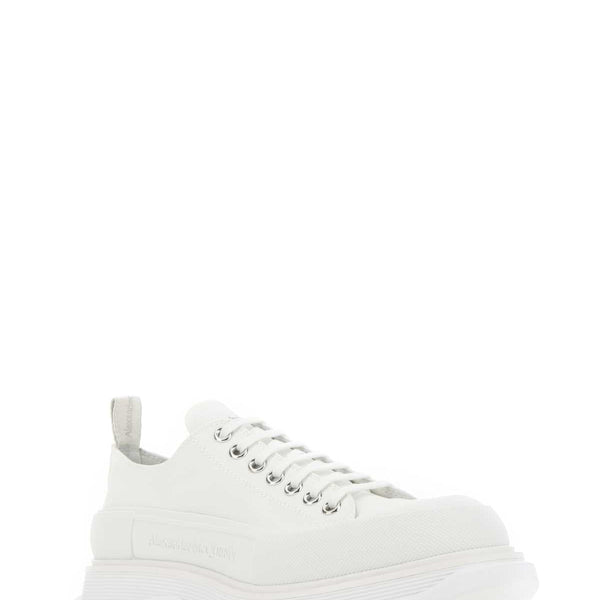 Alexander McQueen Shoes? Alexander Mcqueen Men White Canvas Tread Slick Sneakers Comfortable Everyday Designer Shoes