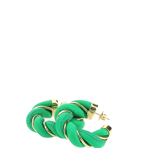Bottega Veneta Jewellery? Bottega Veneta Women Grass Green Nappa Leather And 925 Silver Twist Earrings Luxury Designer Statement Jewellery