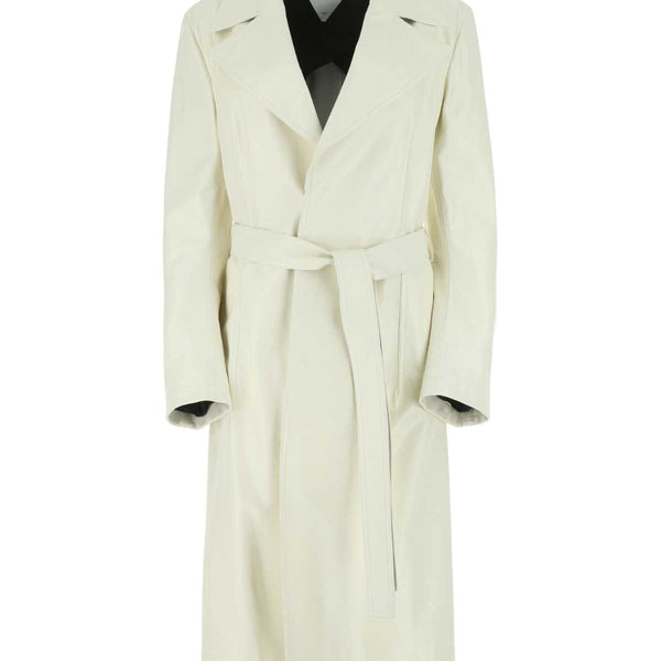 Bottega Veneta Jackets? Bottega Veneta Women Ivory Leather Coat Luxury Designer Outerwear Jacket
