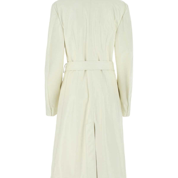 Bottega Veneta Jackets? Bottega Veneta Women Ivory Leather Coat Luxury Designer Outerwear Jacket