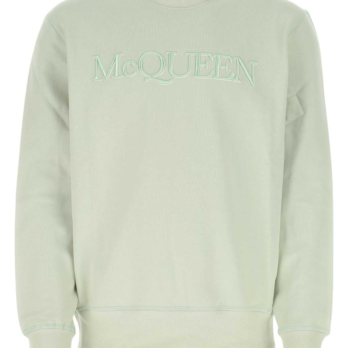 Alexander McQueen Hoodies? Alexander Mcqueen Men Pastel Green Cotton Sweatshirt Comfortable Luxury Streetwear Hoodie