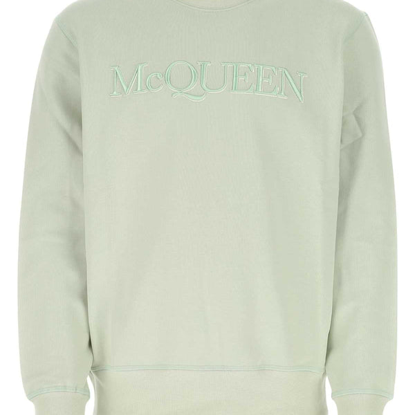 Alexander McQueen Hoodies? Alexander Mcqueen Men Pastel Green Cotton Sweatshirt Comfortable Luxury Streetwear Hoodie