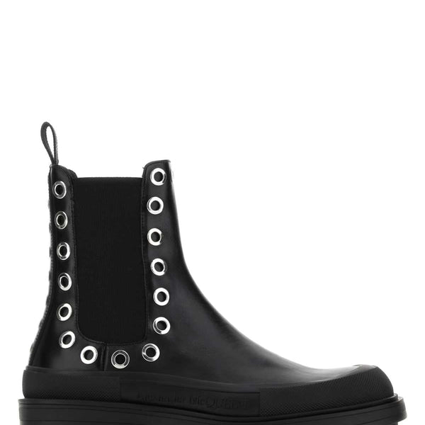 Alexander McQueen Shoes? Alexander Mcqueen Men Black Leather Boxcar Ankle Boots Luxury Lifestyle Designer Footwear