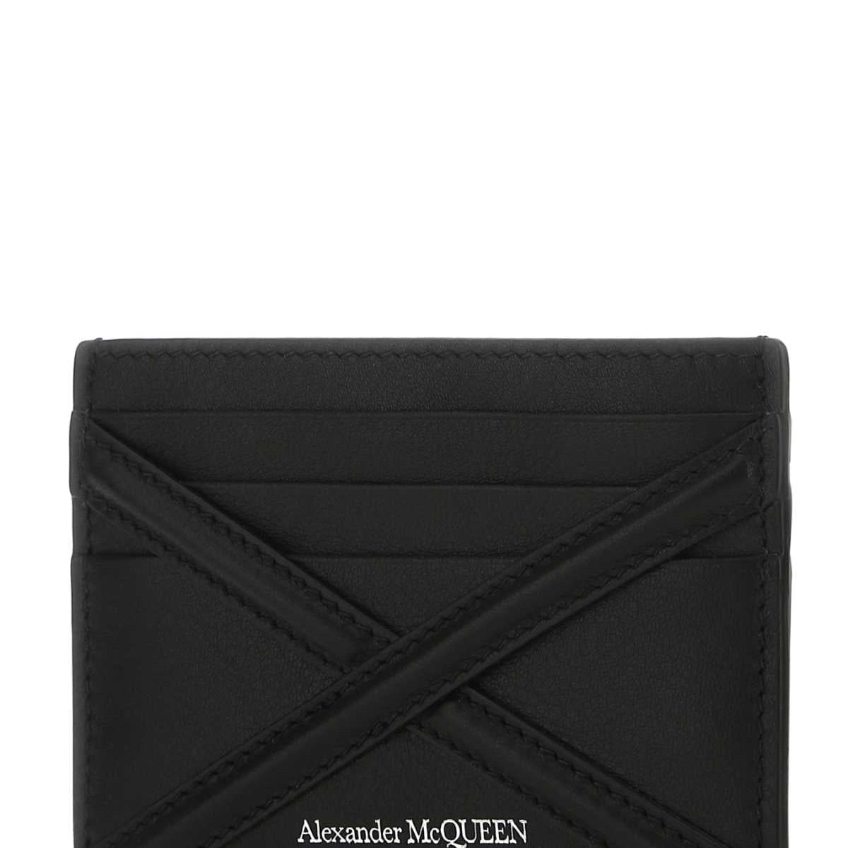 Alexander McQueen Wallets? Alexander Mcqueen Men Black Leather Card Holder Premium Leather Designer Wallet