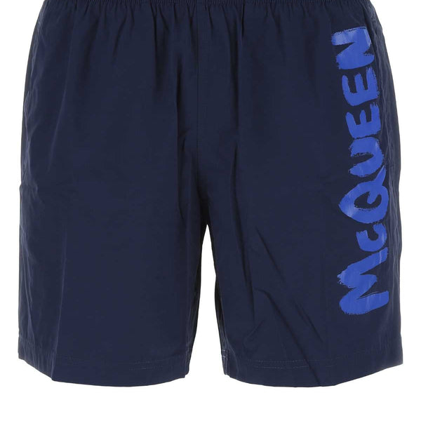 Alexander McQueen Shorts? Alexander Mcqueen Men Midnight Blue Nylon Swimming Shorts Premium Designer Casual Shorts