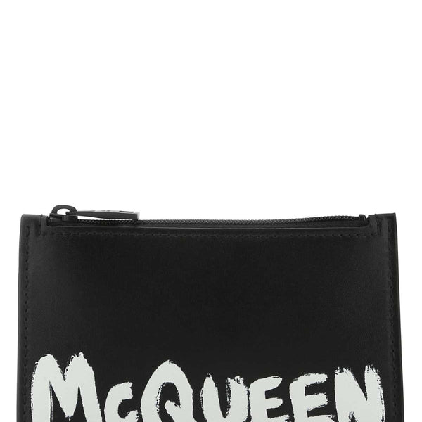 Alexander McQueen Wallets? Alexander Mcqueen Men Black Leather Card Holder Premium Leather Designer Wallet