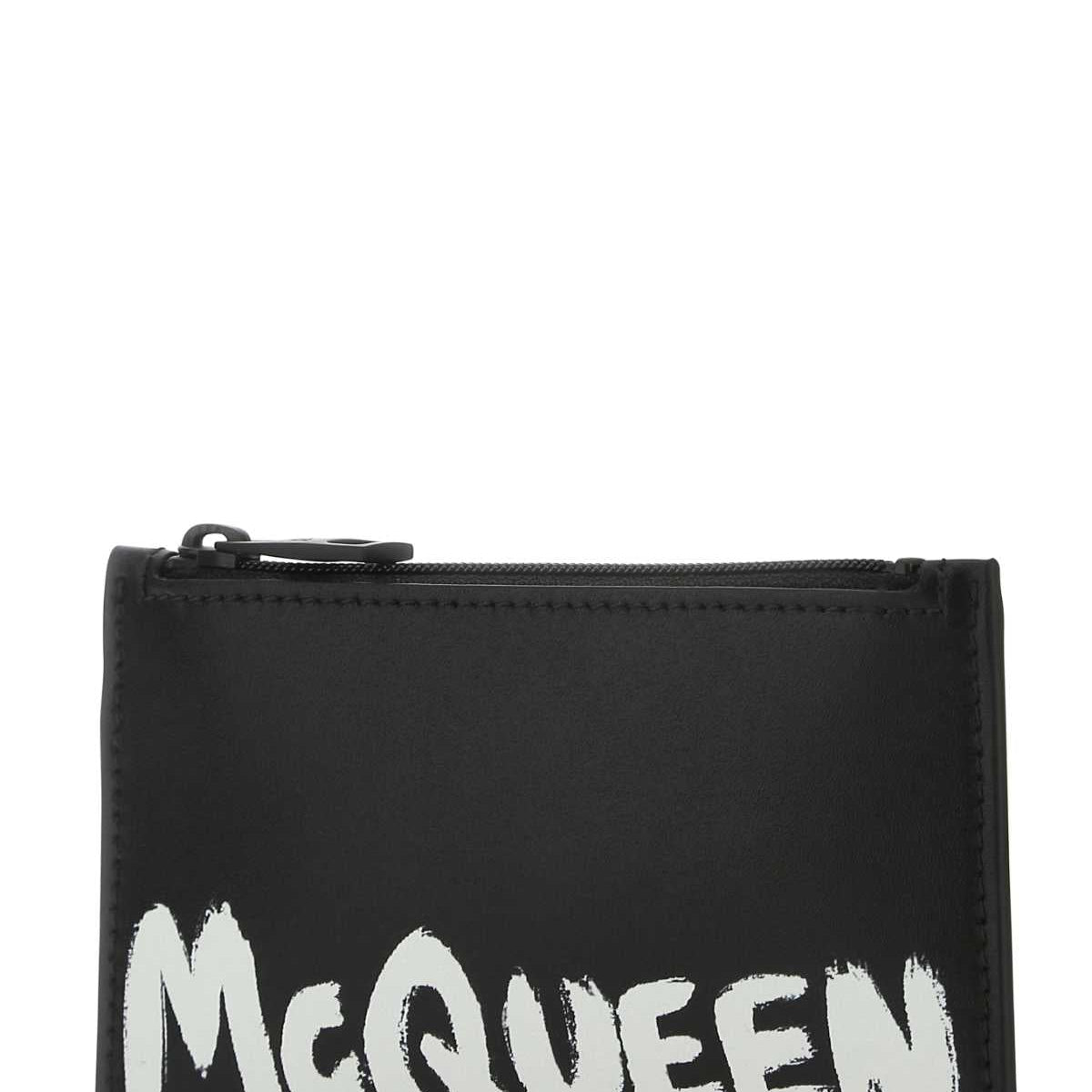 Alexander McQueen Wallets? Alexander Mcqueen Men Black Leather Card Holder Premium Leather Designer Wallet