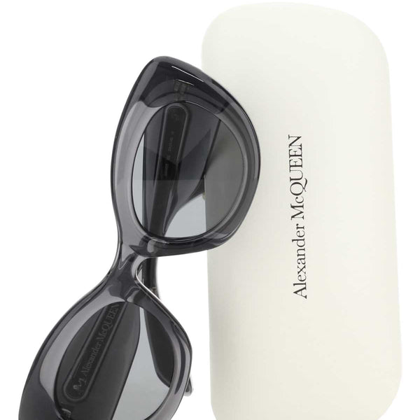 Alexander McQueen Sunglasses? Alexander Mcqueen Women Dark Grey Acetate The Curve Sunglasses Premium Fashion Designer Sunglasses