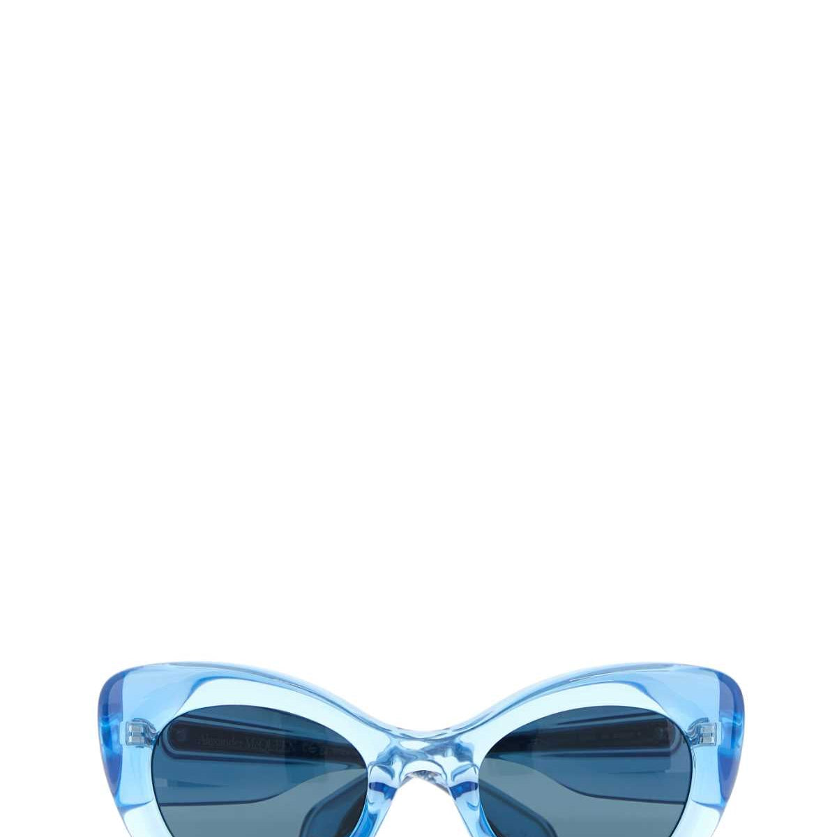 Alexander McQueen Sunglasses? Alexander Mcqueen Women Light-Blue Acetate The Curve Sunglasses Luxury Designer UV Sunglasses