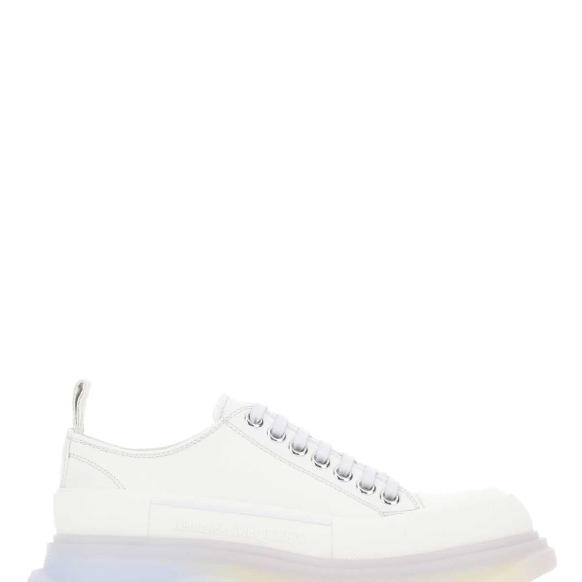Alexander McQueen Shoes? Alexander Mcqueen Women Chalk Canvas Tread Slick Sneakers Premium Designer Casual Shoes