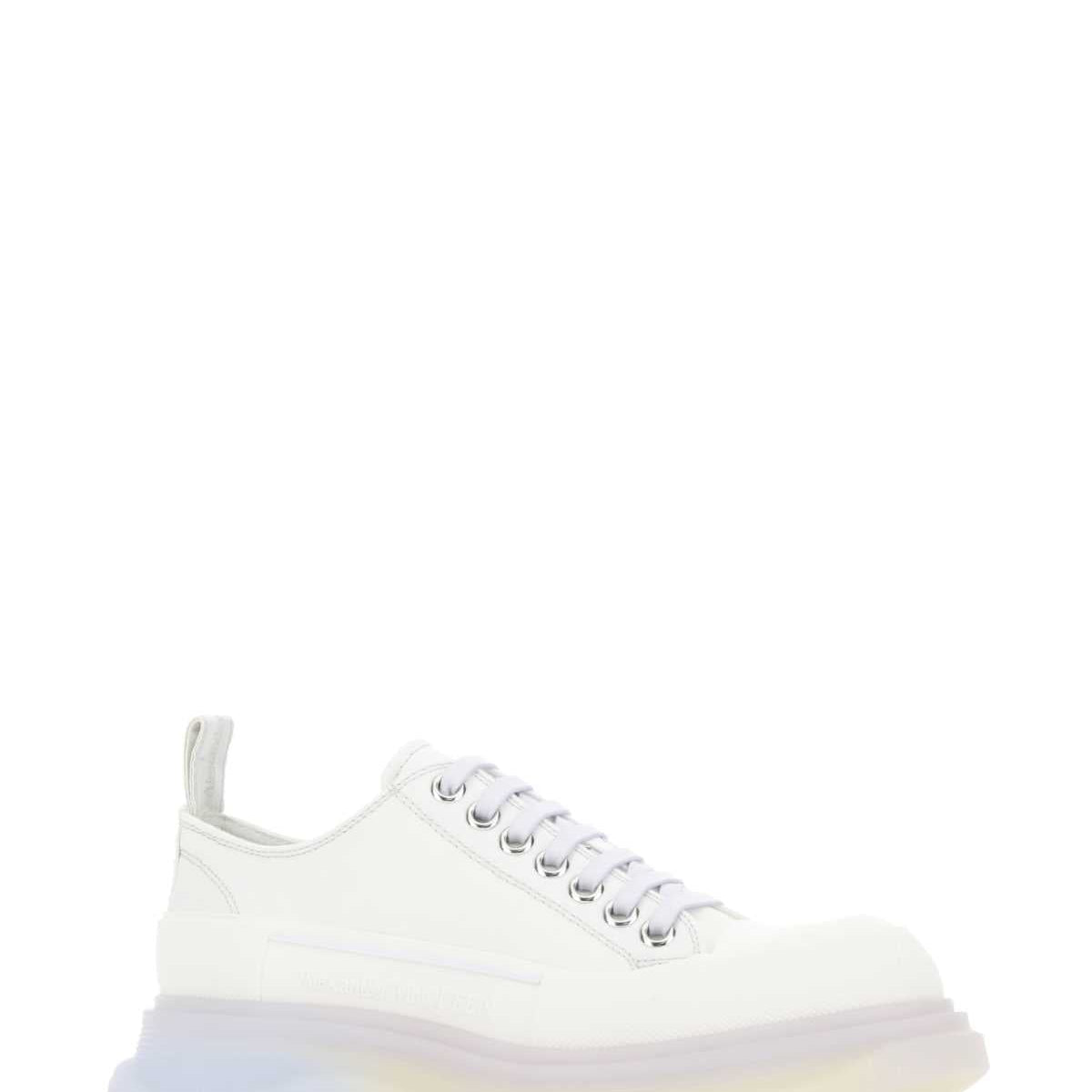 Alexander McQueen Shoes? Alexander Mcqueen Women Chalk Canvas Tread Slick Sneakers Premium Designer Casual Shoes