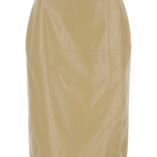 Bottega Veneta Skirts? Bottega Veneta Women Beige Leather Skirt Chic Everyday Designer Skirt
