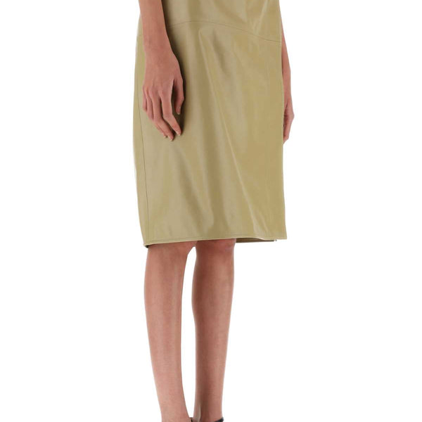 Bottega Veneta Skirts? Bottega Veneta Women Beige Leather Skirt Chic Everyday Designer Skirt