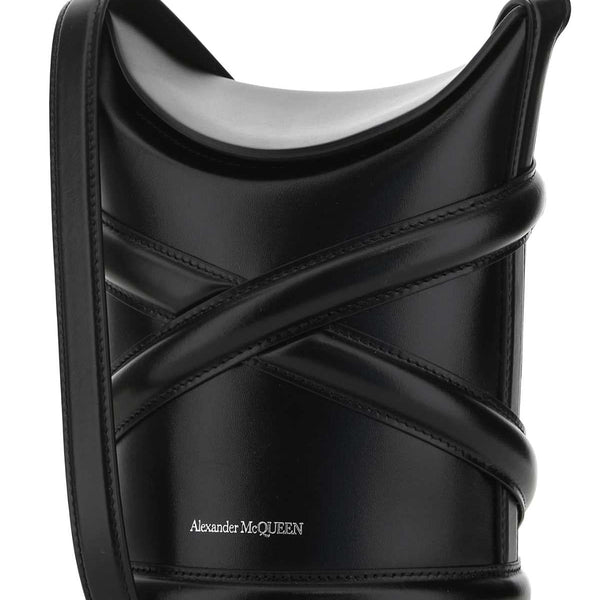 Alexander McQueen Bags? Alexander Mcqueen Women Black Leather The Curve Bucket Bag Premium Designer Shoulder Bag