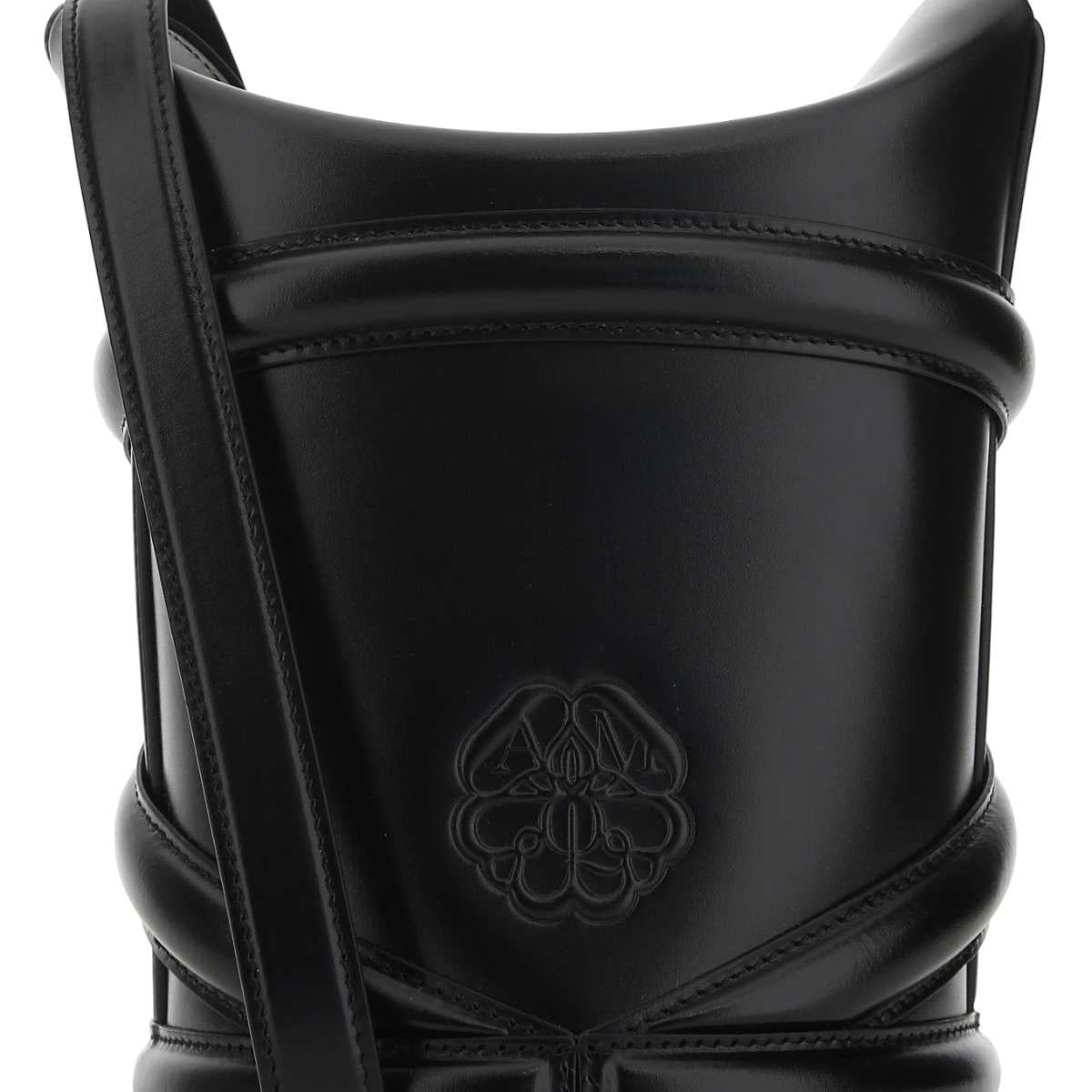 Alexander McQueen Bags? Alexander Mcqueen Women Black Leather The Curve Bucket Bag Premium Designer Shoulder Bag