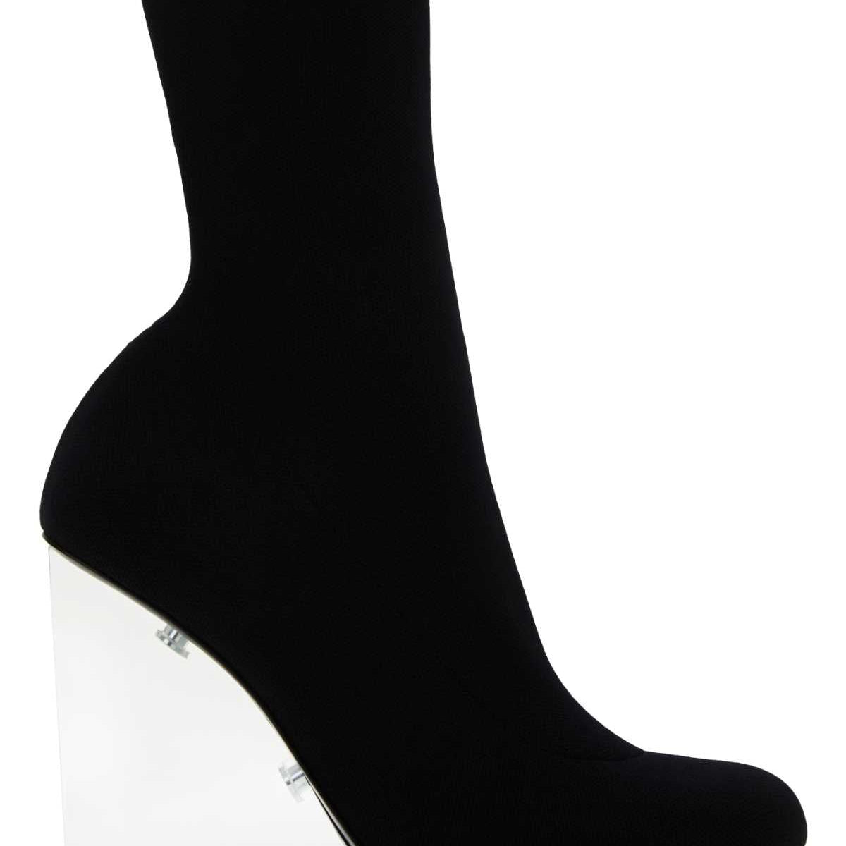Alexander McQueen Shoes? Alexander Mcqueen Women Black Stretch Nylon Shard Ankle Boots Premium Designer Casual Shoes