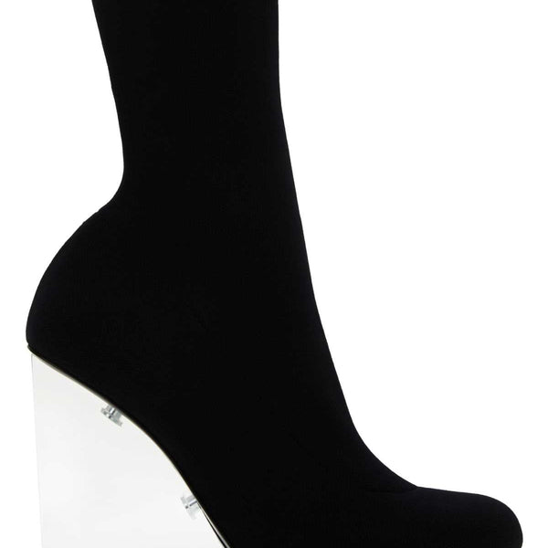 Alexander McQueen Shoes? Alexander Mcqueen Women Black Stretch Nylon Shard Ankle Boots Premium Designer Casual Shoes